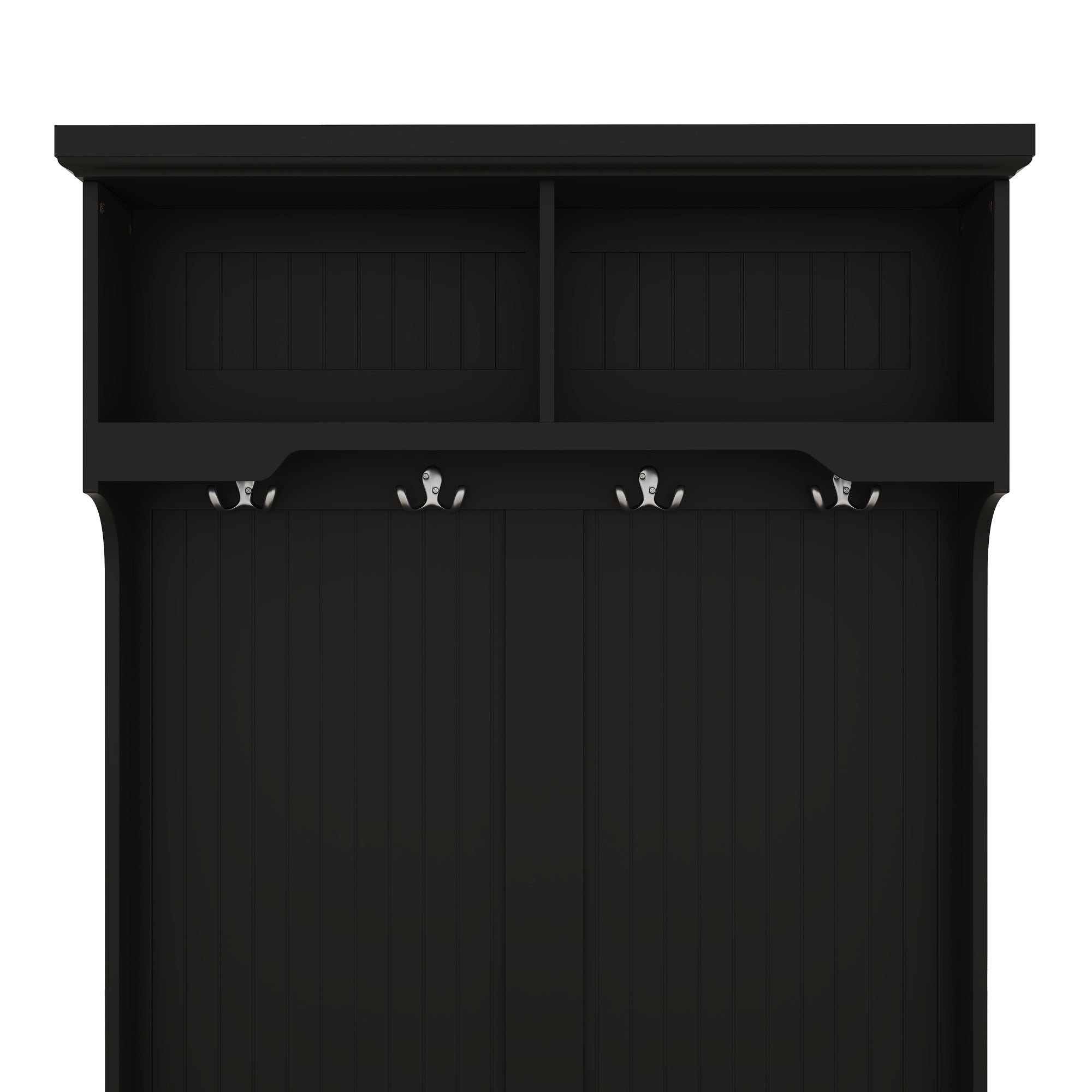Hall Tree with Storage Shoe Bench for Entryway and Hallway 4-in-1 Design Coat Racks with 4 Hooks for Living Room Black