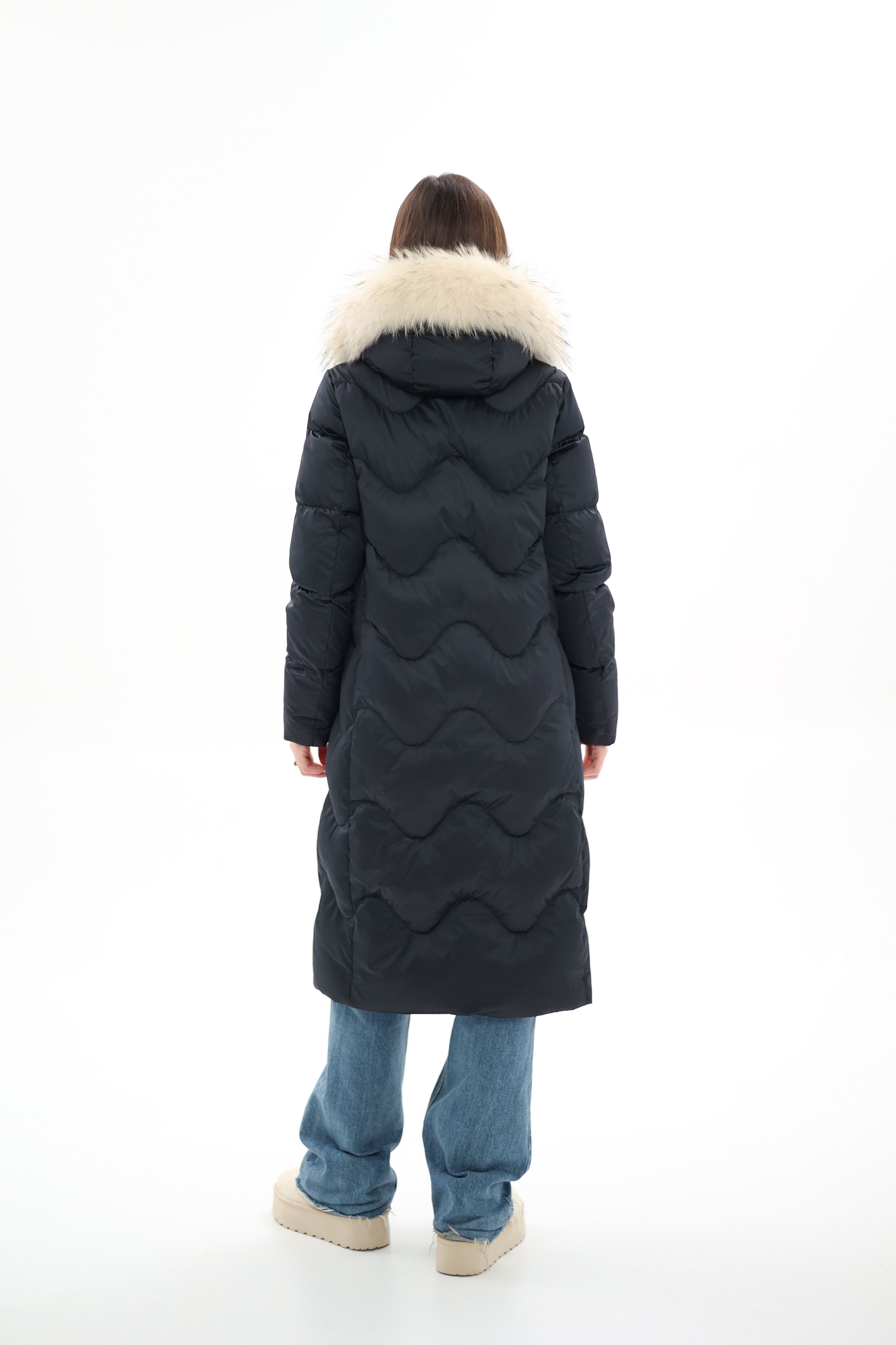 Genuine Fur Trim Down Fill Coat