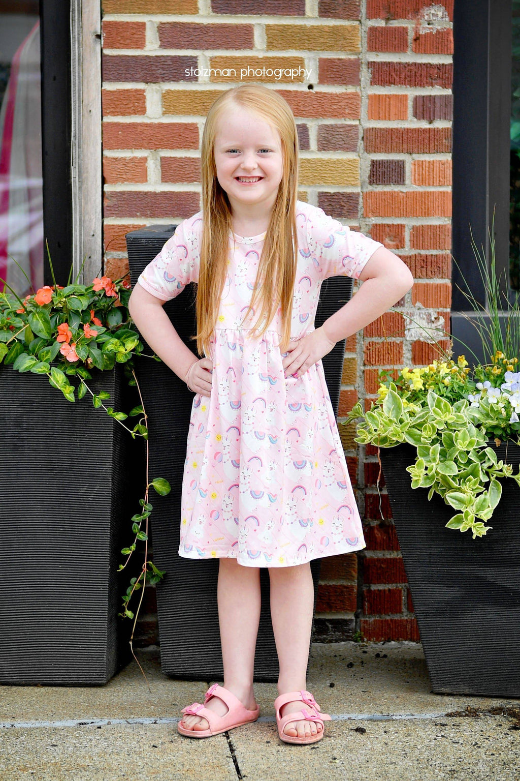 Pink Llama Short Sleeve Milk Silk Dress