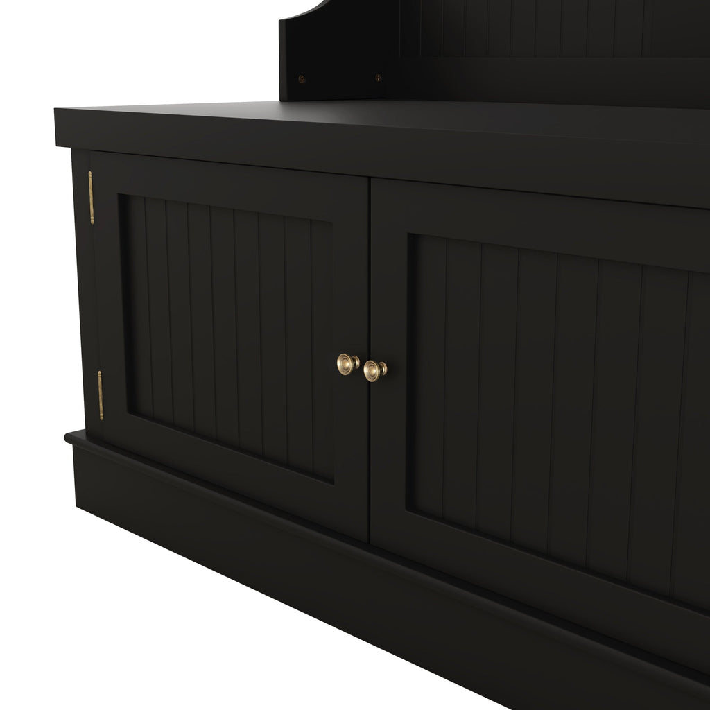 Hall Tree with Storage Shoe Bench for Entryway and Hallway 4-in-1 Design Coat Racks with 4 Hooks for Living Room Black