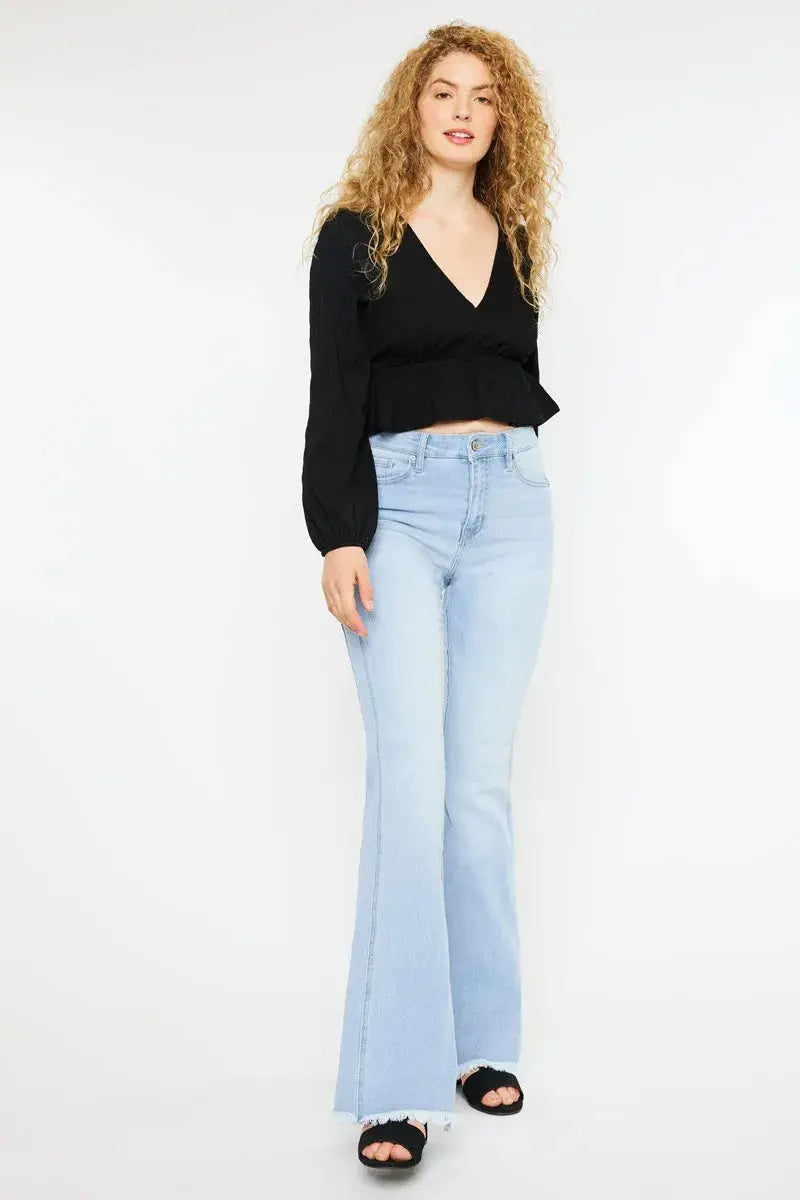 Curvy Kancan High Rise Flare Jeans - Light Wash