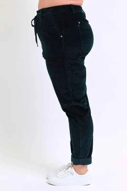 Judy Blue Plus Size Corduroy Casual Pants High Waist Cuffed