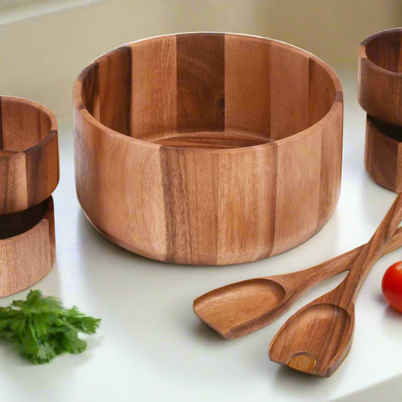 Extra Large Salad Bowl with Servers and 4 Individuals - 327C7