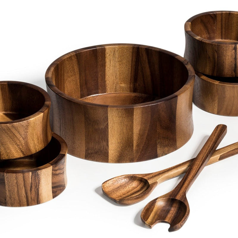 Large Salad Bowl with Servers and 4 Individuals - 328B7