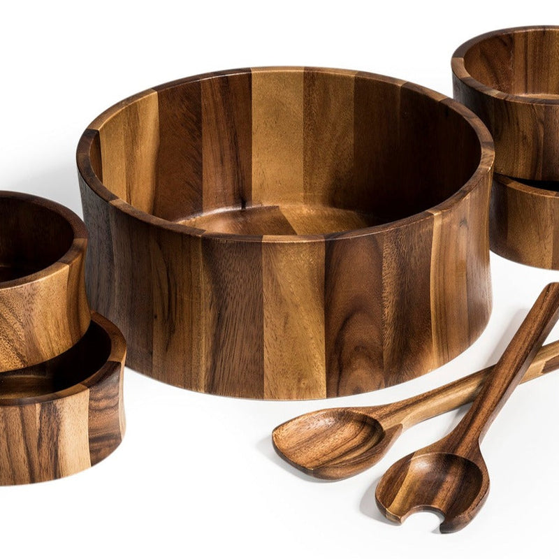 Extra Large Salad Bowl with Servers and 4 Individuals - 328C7