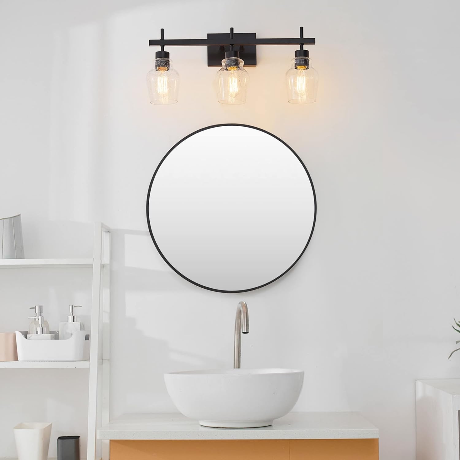 Bunbury 5-Piece "All-in-One" Bathroom Set, Matte Black, 3-Light Vanity Light Combo