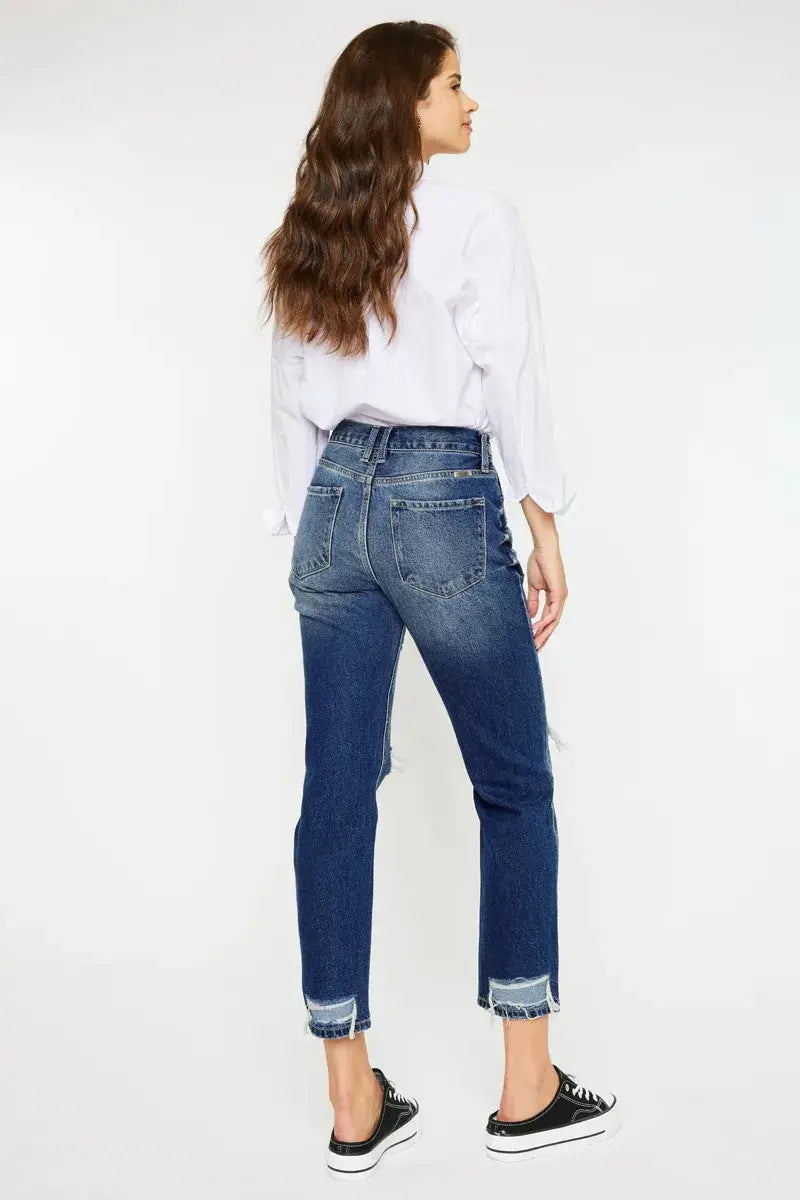 High Rise Distressed Kancan Mom Jeans