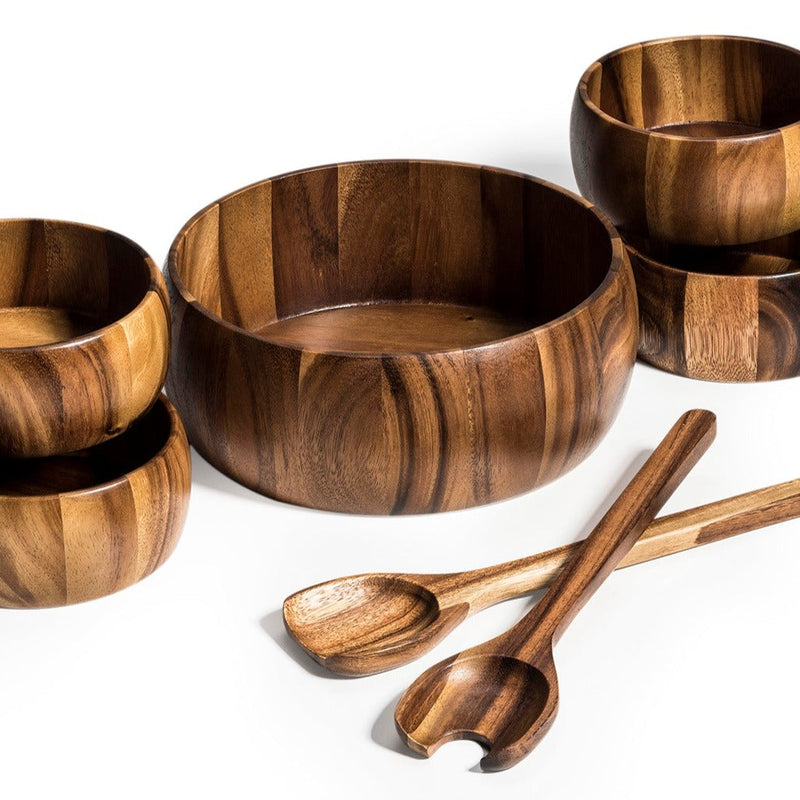 Large Salad Bowl with Servers and 4 Individuals - 332B7