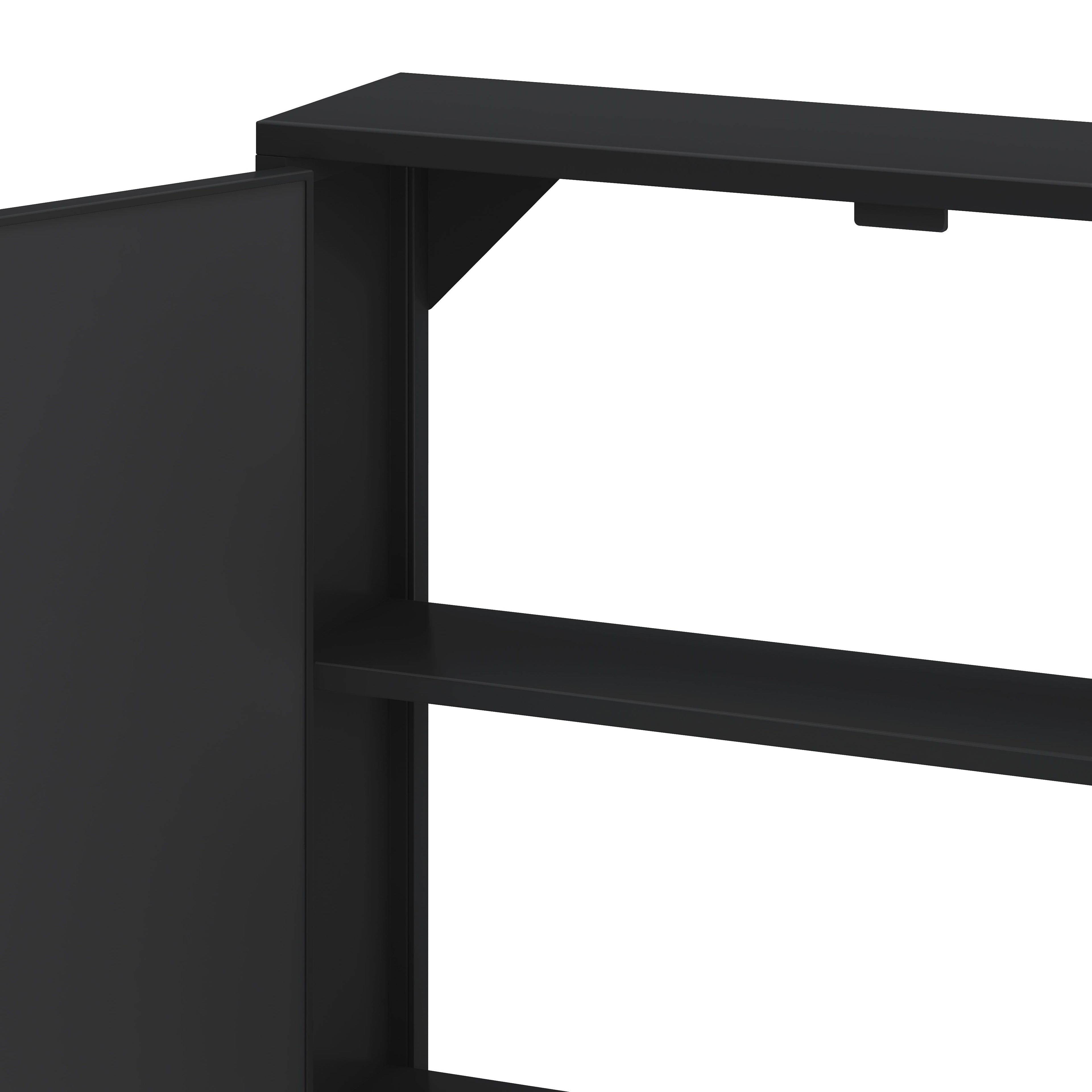 23.62 "Vintage Two Door Wall Cabinet with Mirror Three-level Entrance Storage Space Black