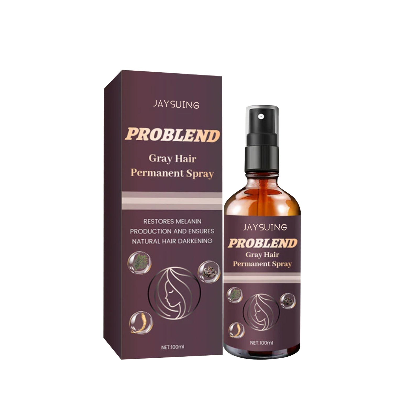 Black Hair Spray, Nourishes Black Hair And Covers White Hair Soft Natural Glossy Hair Spray