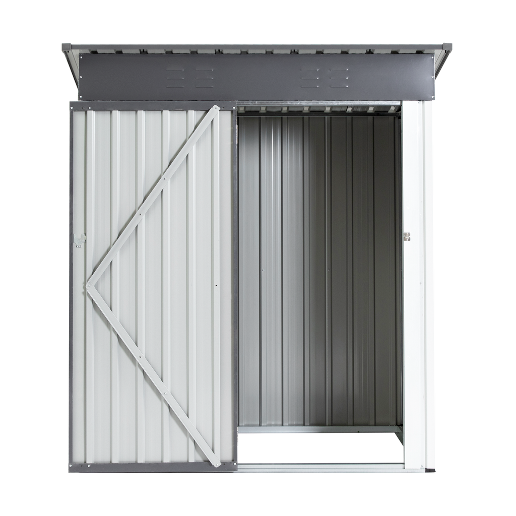 XWT016 Garden Metal Storage Lifter Shed Gray White 5x3x6ft outdoor storing tools Rainproof Hinge door version