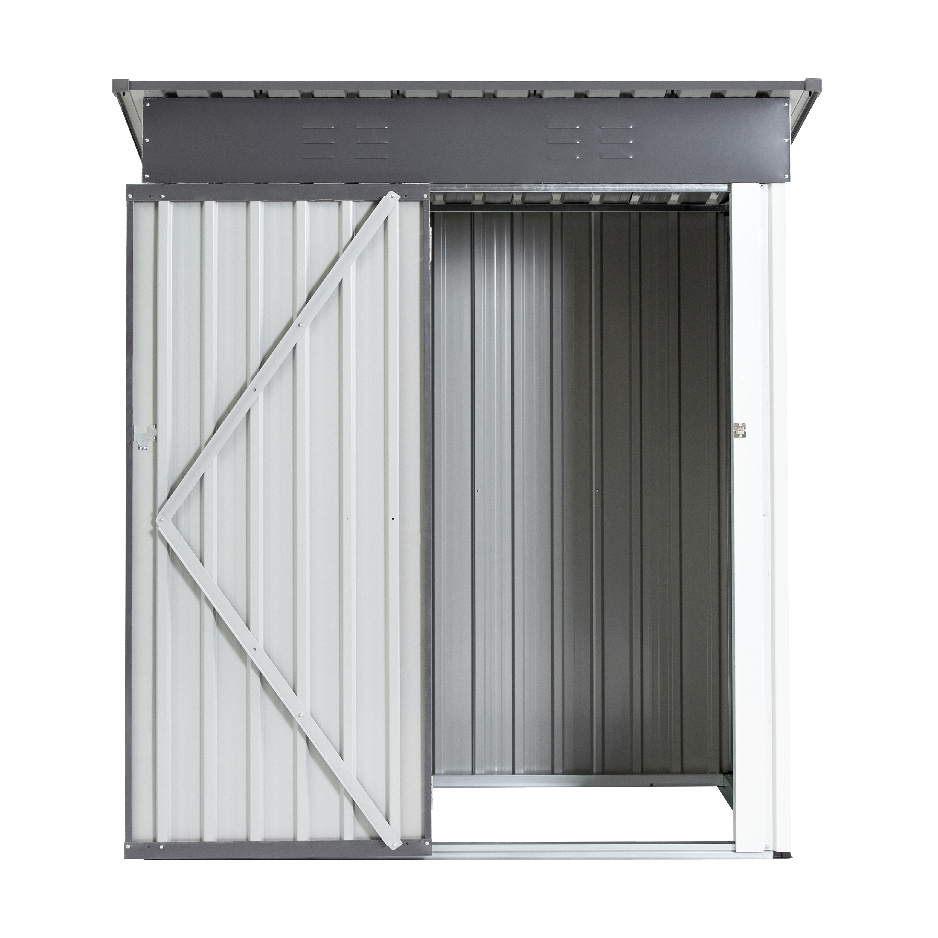 XWT016 Garden Metal Storage Lifter Shed Gray White 5x3x6ft outdoor storing tools Rainproof Hinge door version