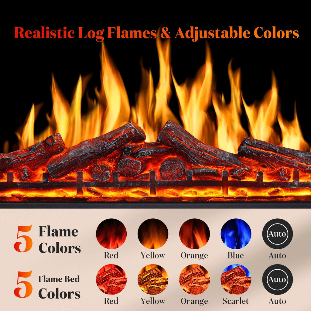 34 Inch Electric Fireplace Insert Adjuatble Flame Colors 936BXB