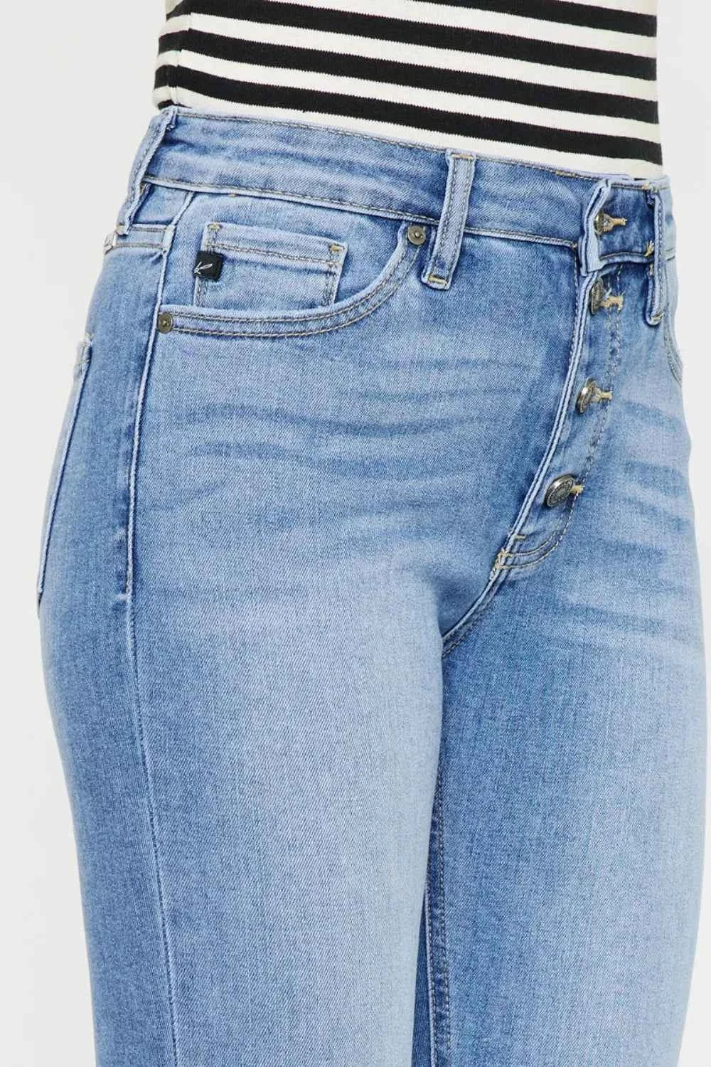 Kancan Distressed Cat's Whiskers Button Fly Women's Jeans