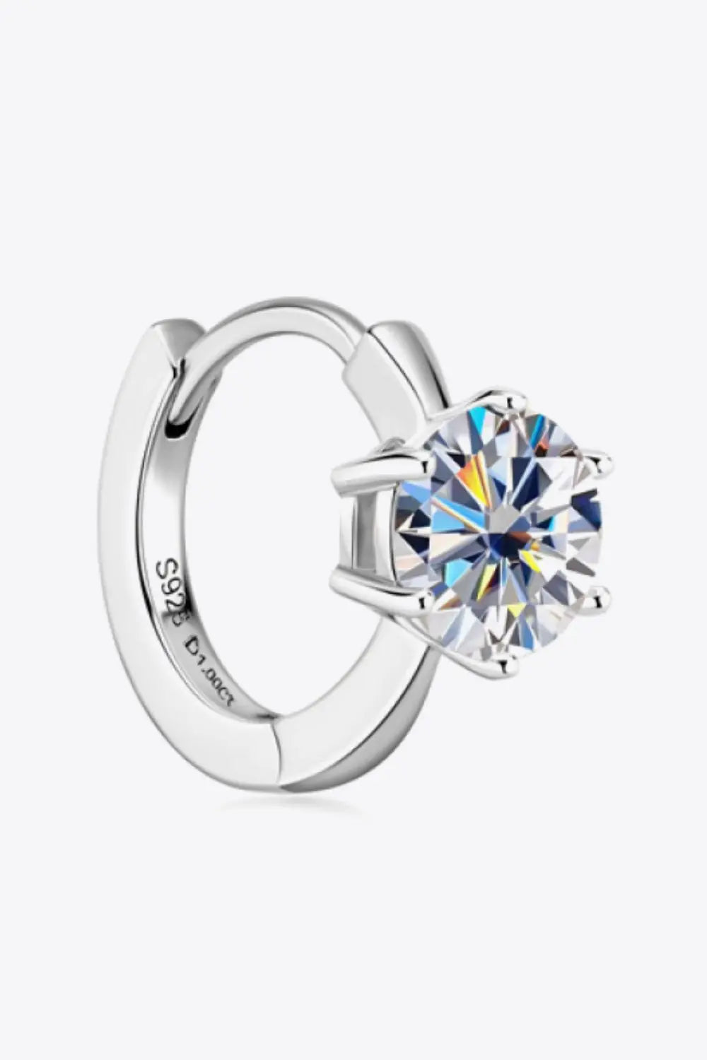 2 Carat Certified Moissanite Sterling Silver Huggie Earrings