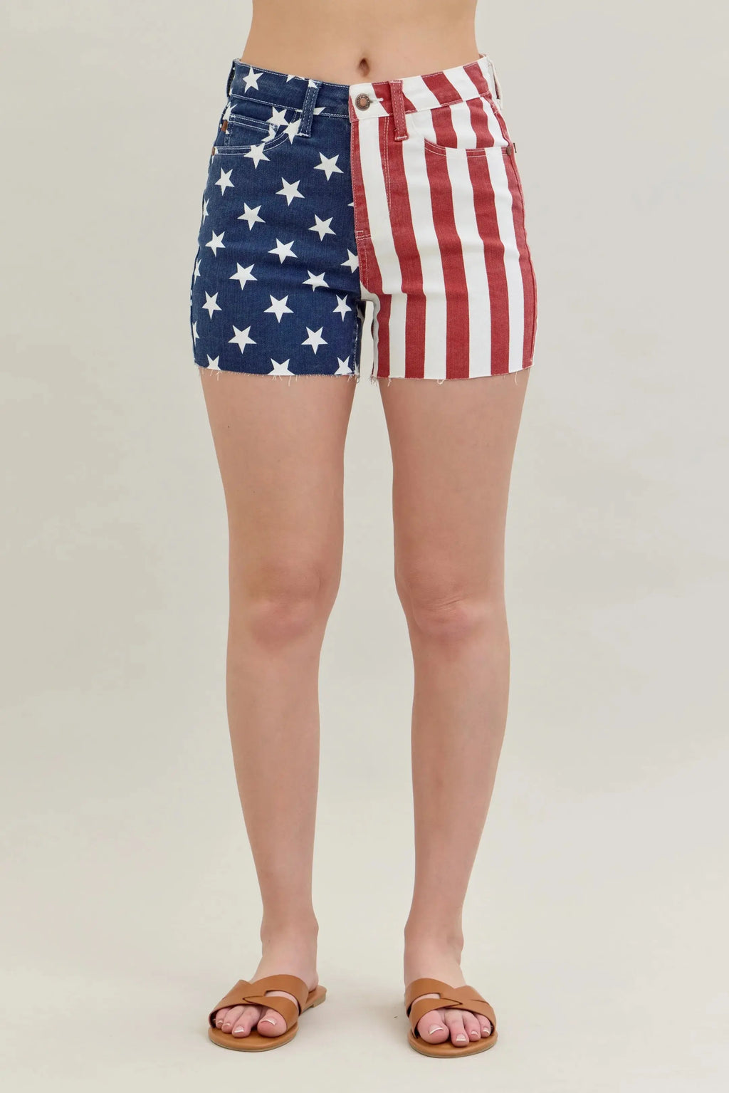 Judy Blue Jeans - Full Size High Waist Americana Flag Fray Hem Shorts