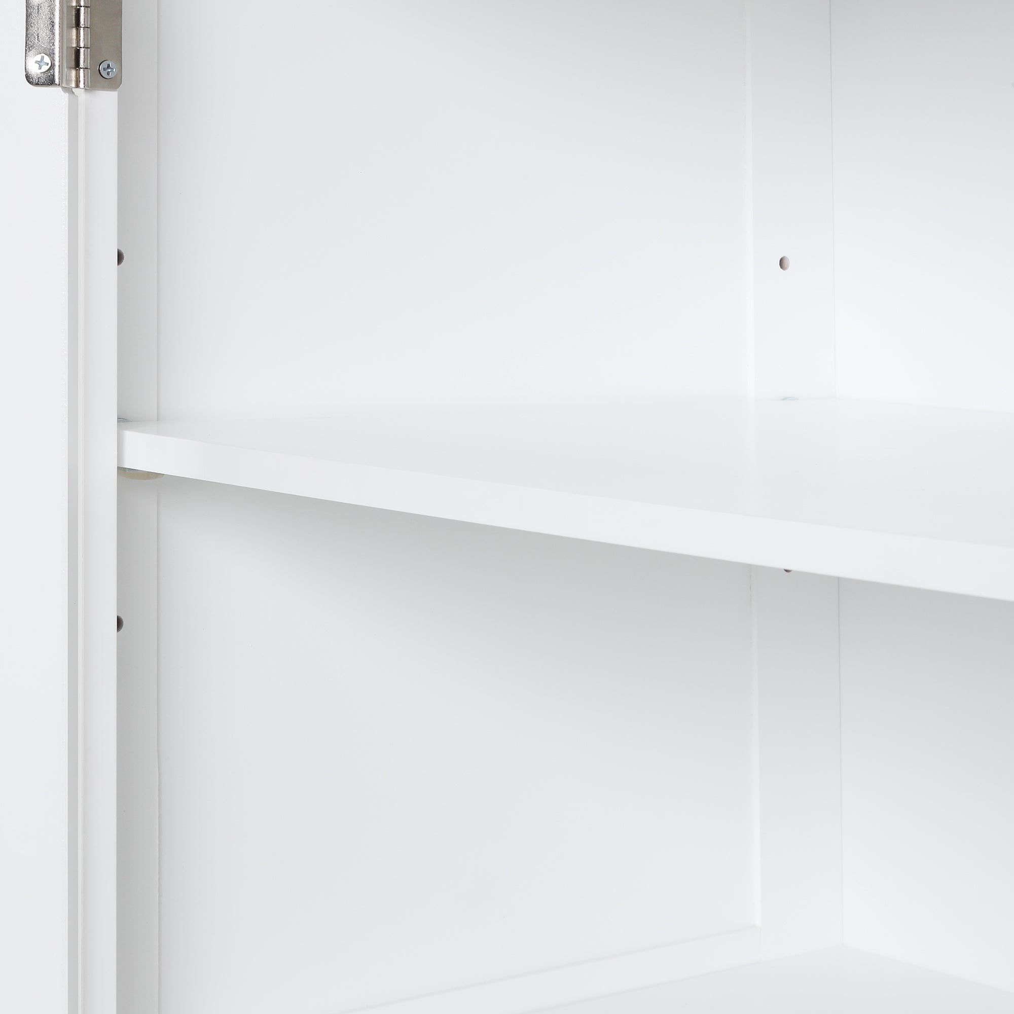 Tall Bathroom Storage Cabinet, Freestanding Storage Cabinet with Two Drawers and Adjustable Shelf, MDF Board  White