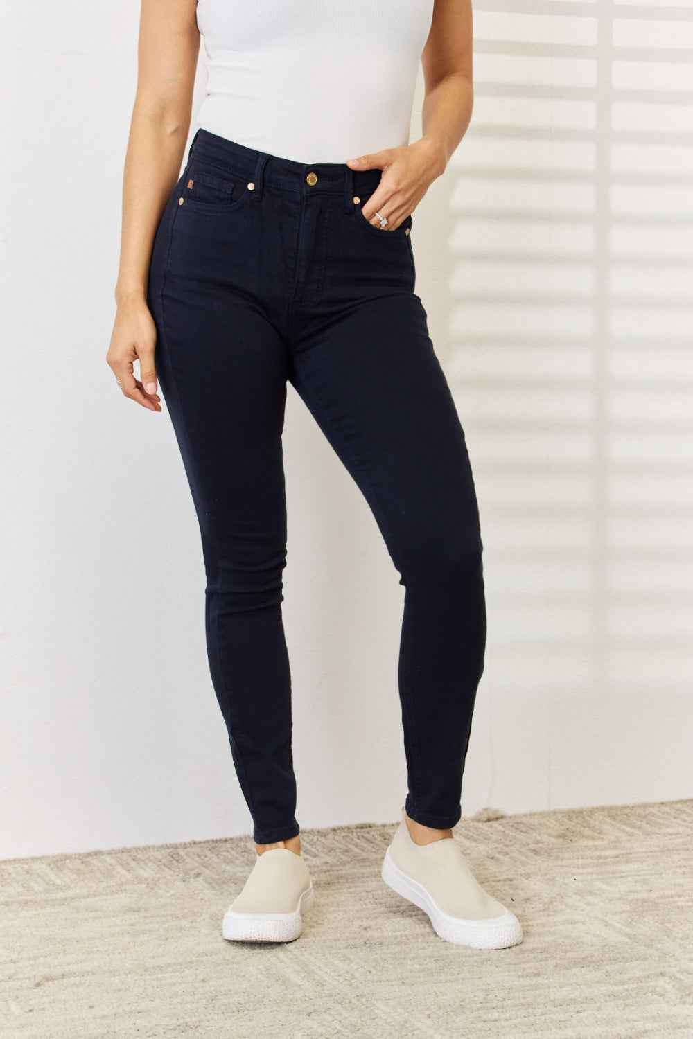 Judy Blue Tummy Control Skinny Jeans - Full Size Garment Dyed Women's Jeans