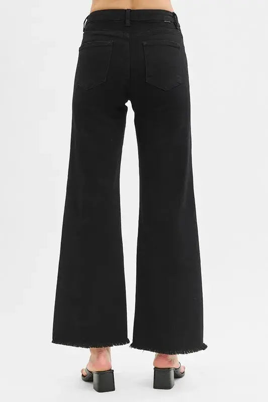 Full Size Tummy Control High Rise Wide Leg Black RISEN Jeans