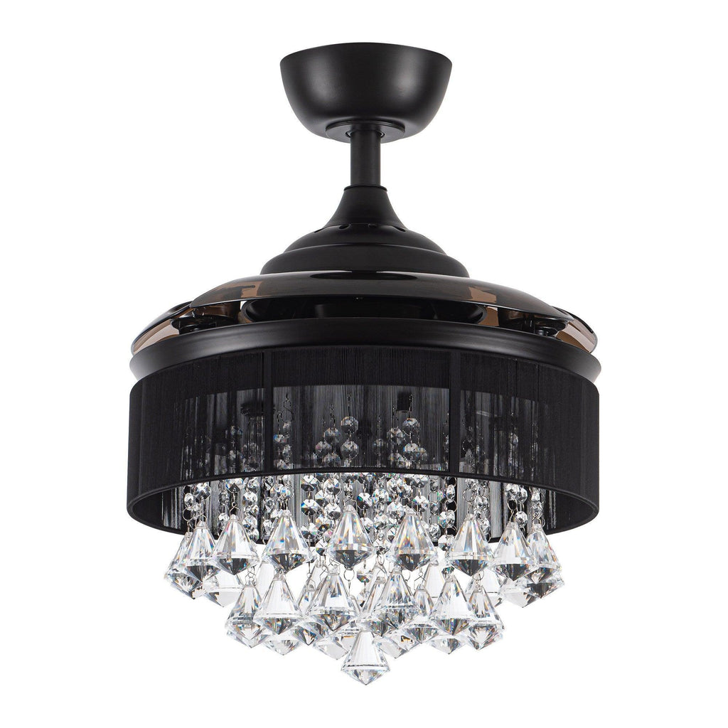 36" Bangaiore Modern Downrod Mount Crystal Ceiling Fan with Lighting and Remote Control