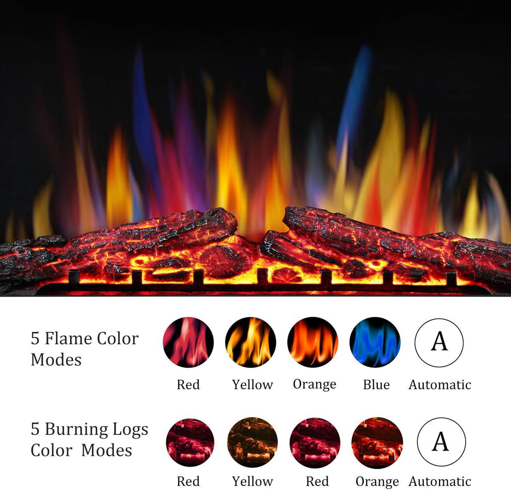 37 Inch Electric Fireplace Insert Adjuatble Flame Colors 939BXB