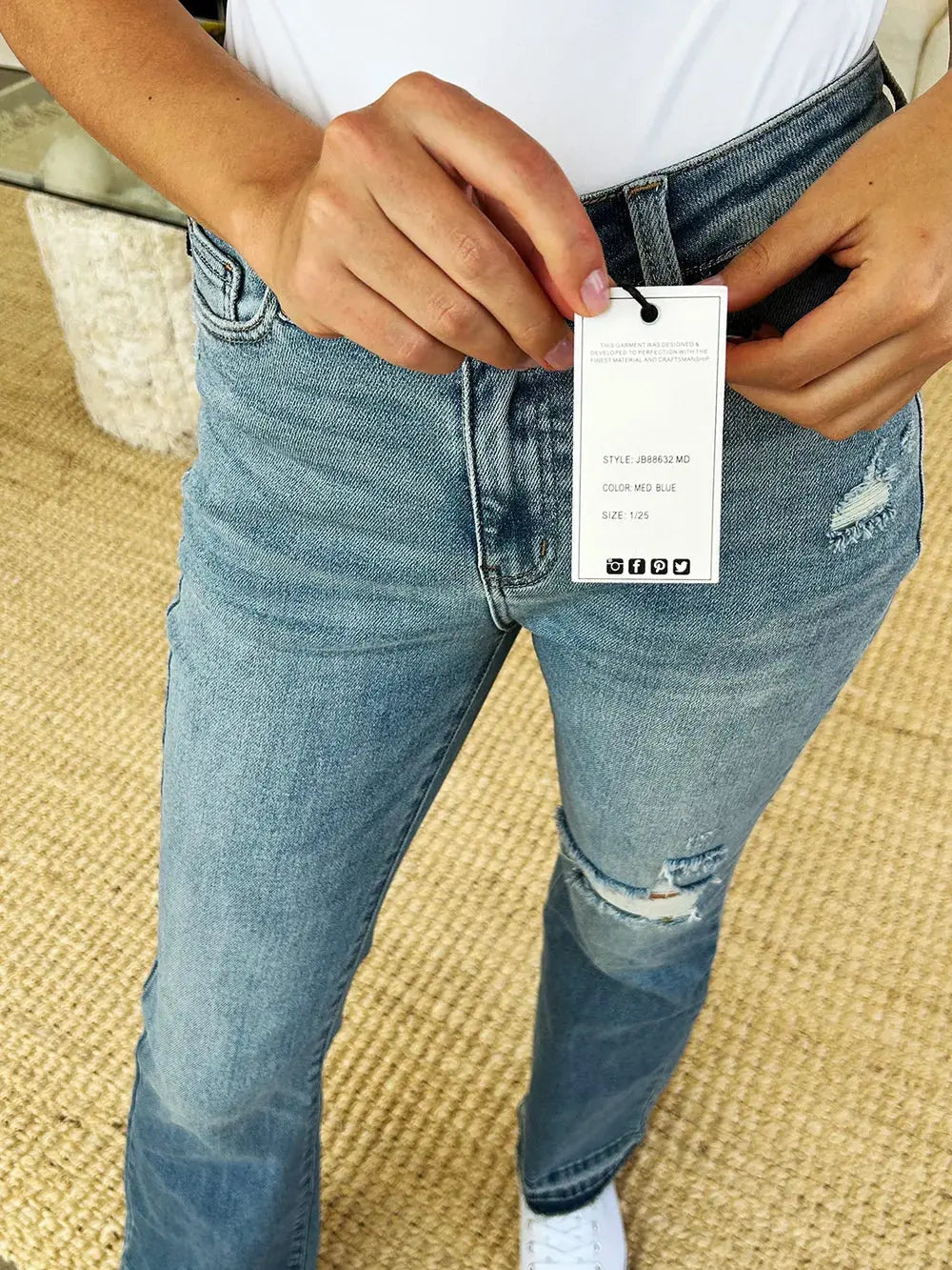Full Size Mid Rise Destroyed Hem Distressed Judy Blue Jeans