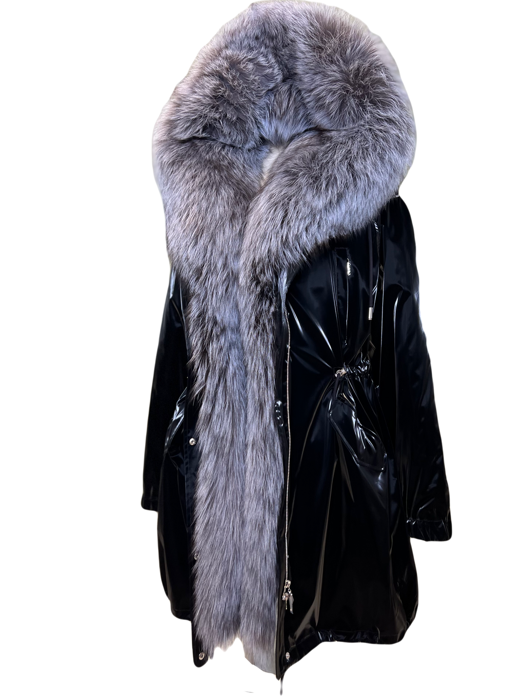 Genuine Silver Fox Fully Lined Hood Rabbit Insulated Parka