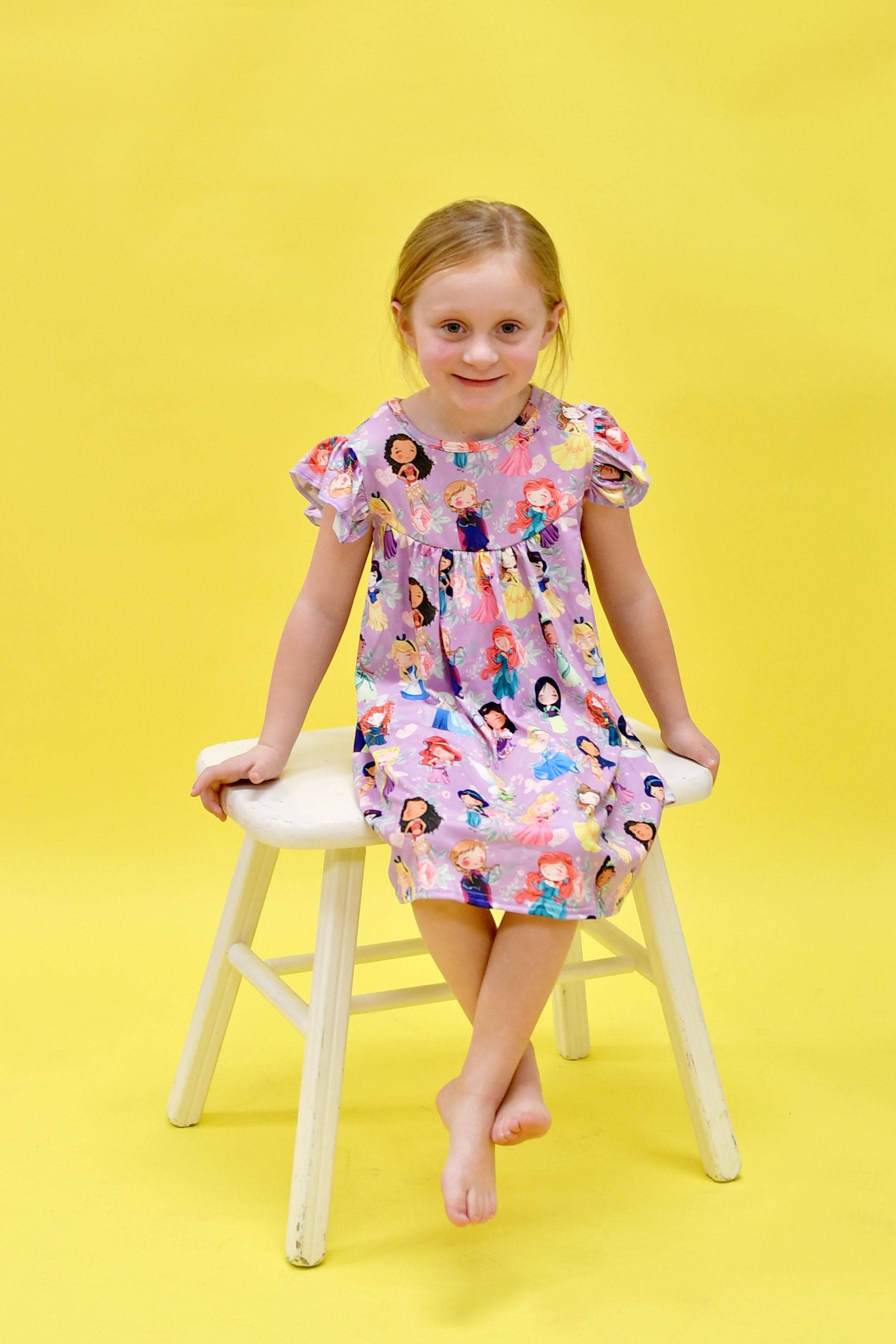 Floral Princess Milk Silk Flutter Dress