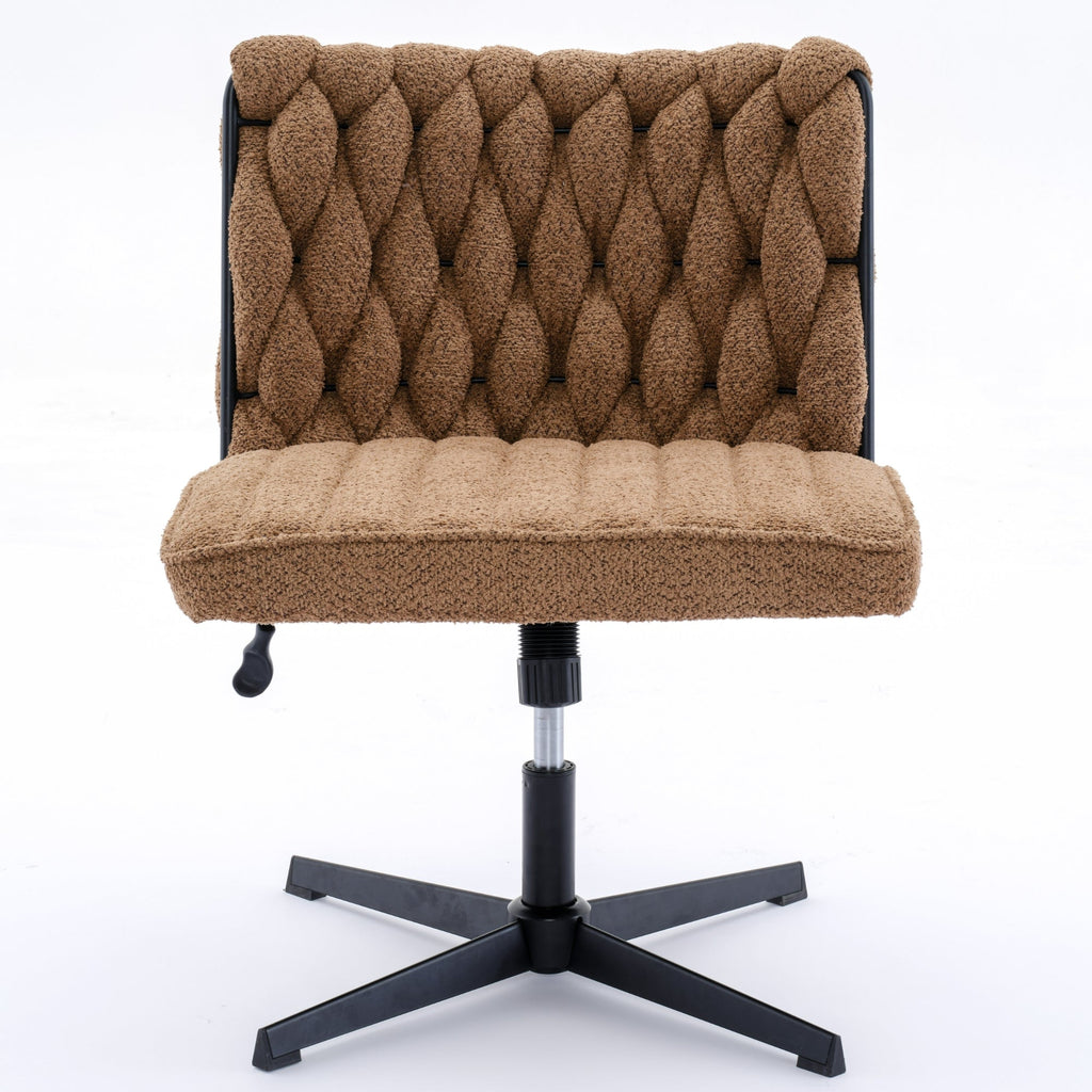 Armless Office Desk Chair No Wheels BROWN