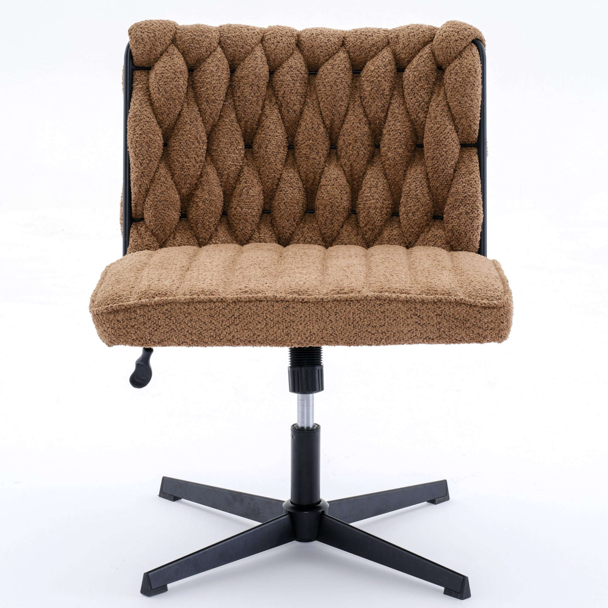 Armless Office Desk Chair No Wheels BROWN