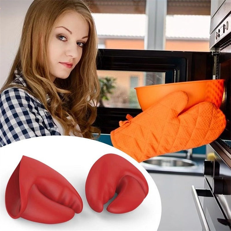 Red lobster pliers insulated gloves kitchen insulation temperature resistance thick silicone to prevent burns hand clip