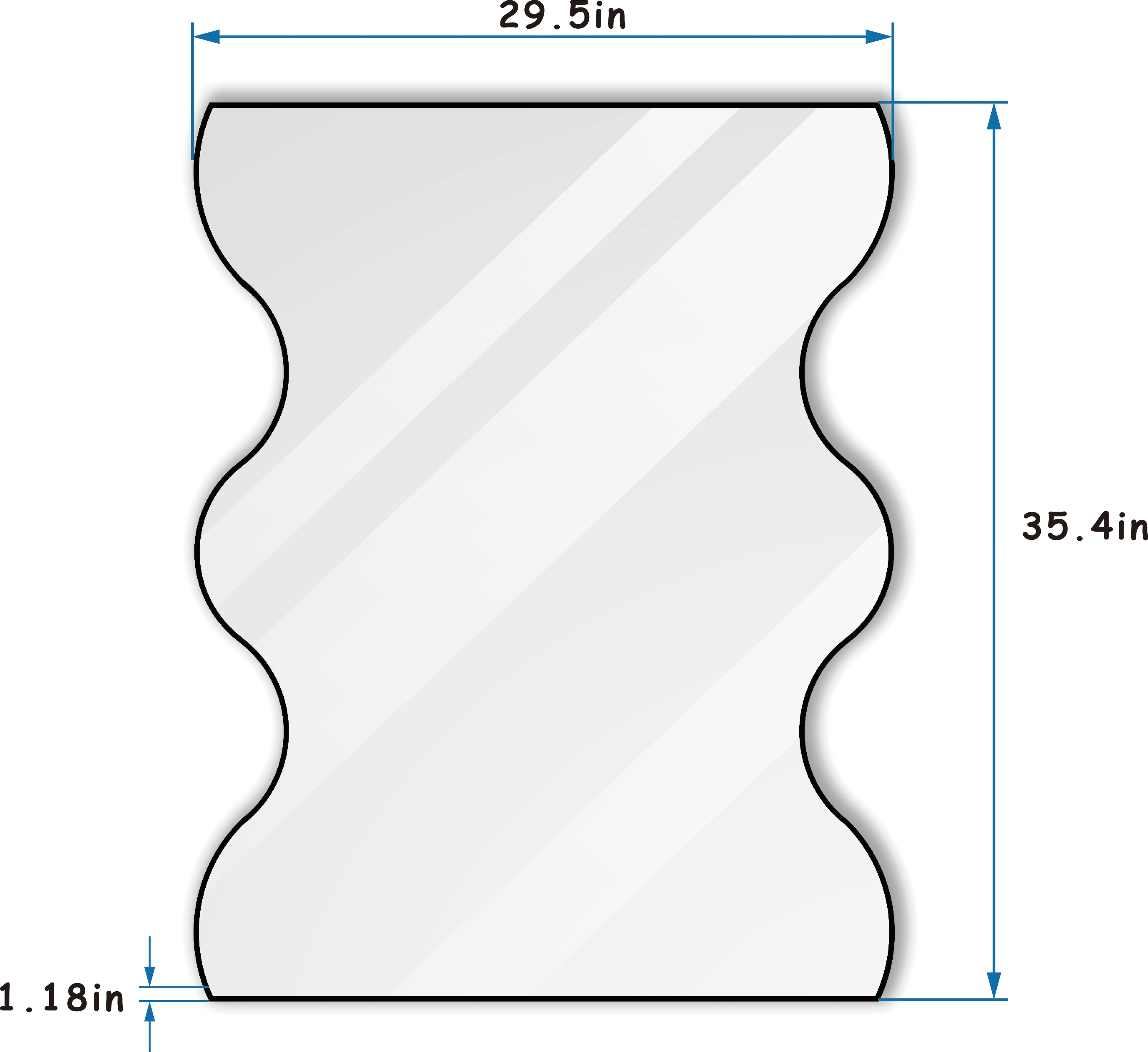 Wall Mirror 30x35 Inch Black Rectangular Mirror with 2 Wavy Sides Metal Framed Mirror Vanity Mirror Dressing Mirror