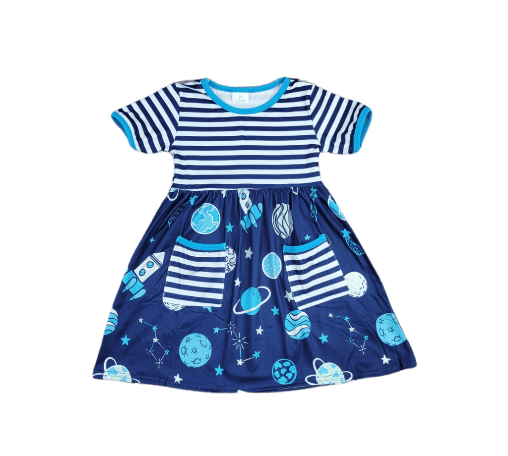 Blast Off Short Sleeve Pocket Milk Silk Dress