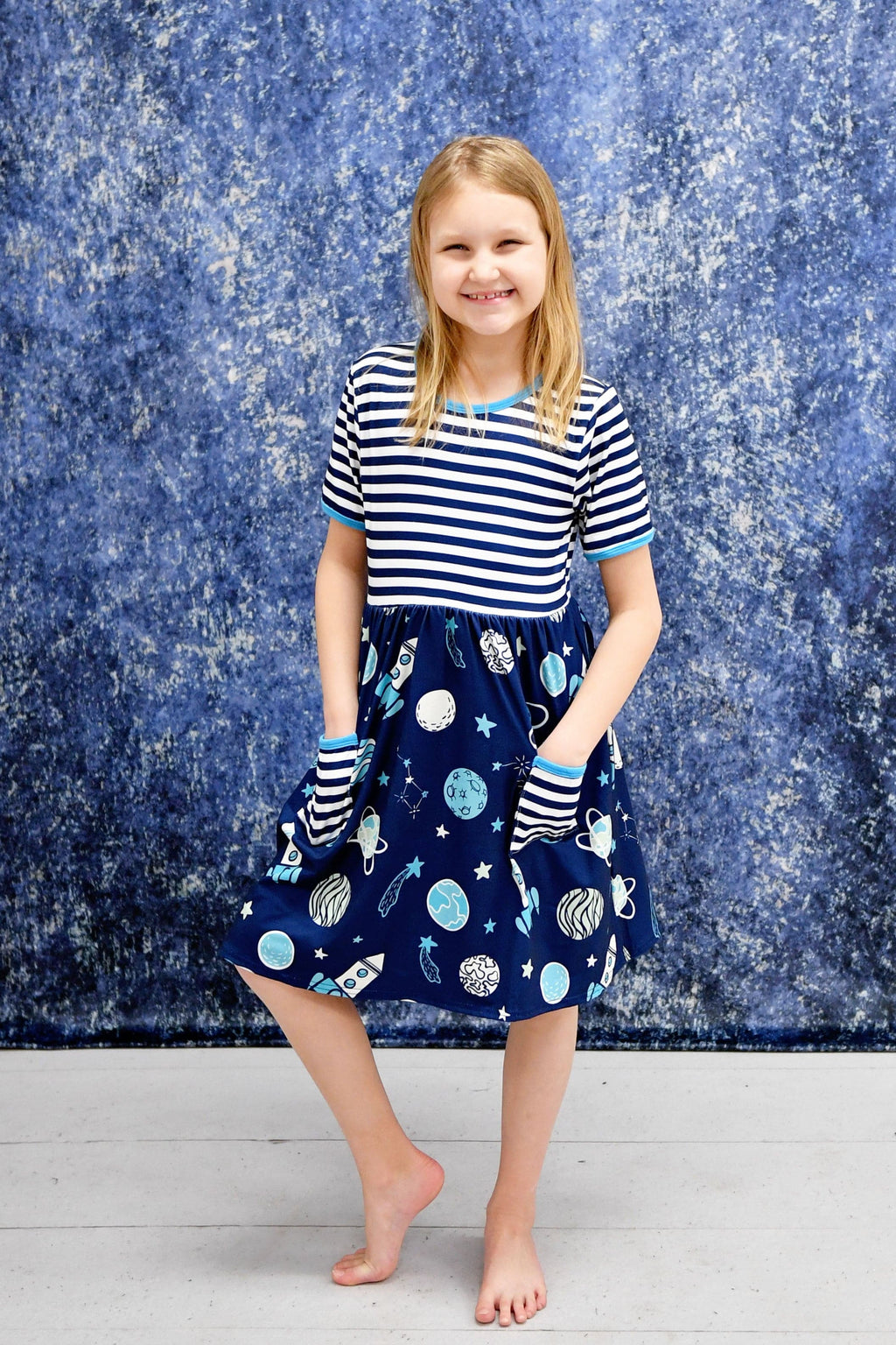Blast Off Short Sleeve Pocket Milk Silk Dress