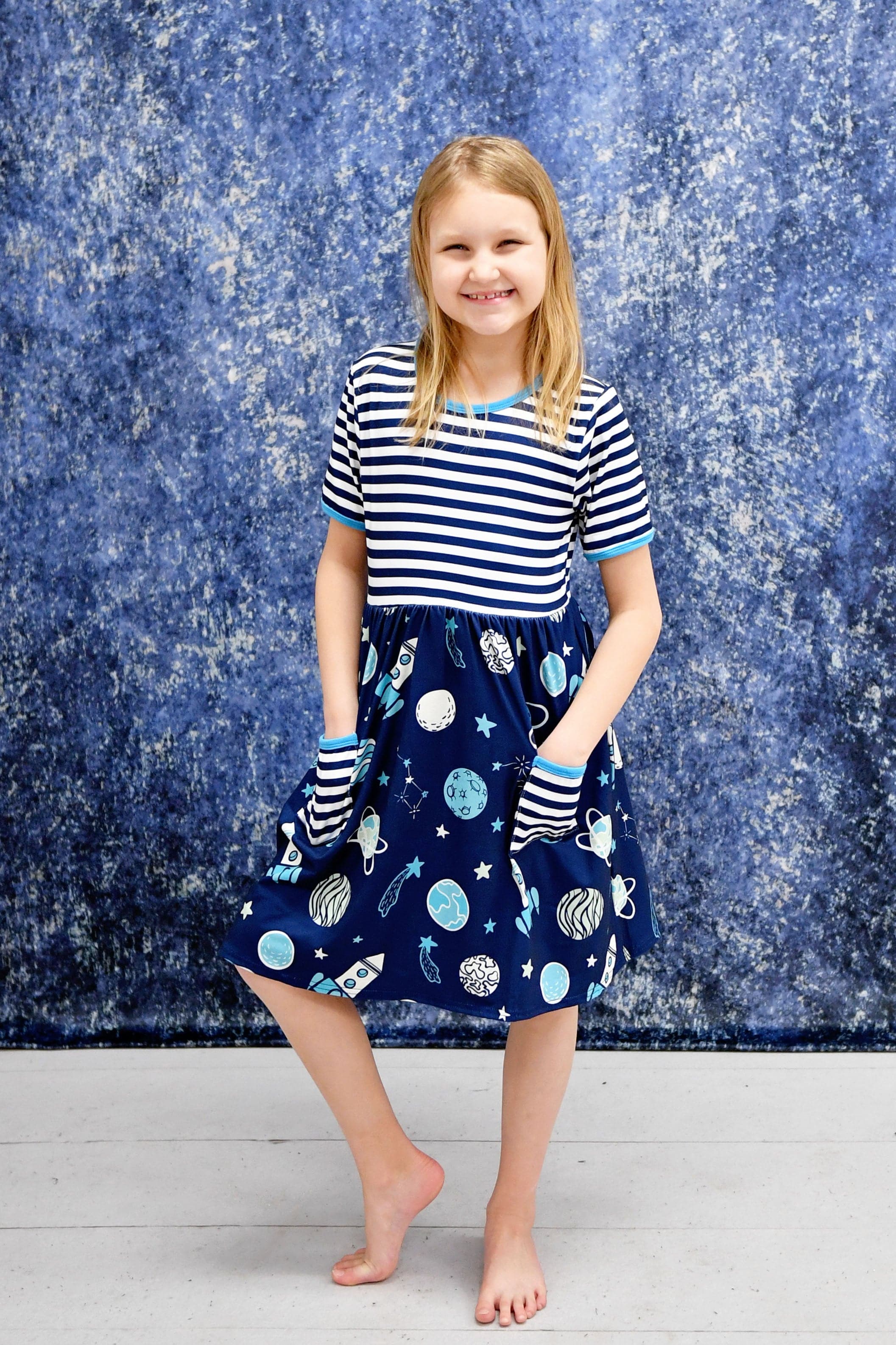 Blast Off Short Sleeve Pocket Milk Silk Dress