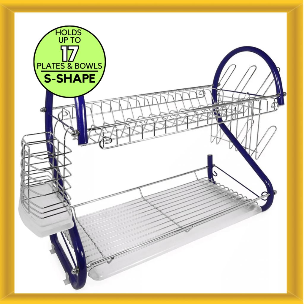 Better Chef 16" 2-Level Colored-Chrome-Plated S-Shaped Dish Rack