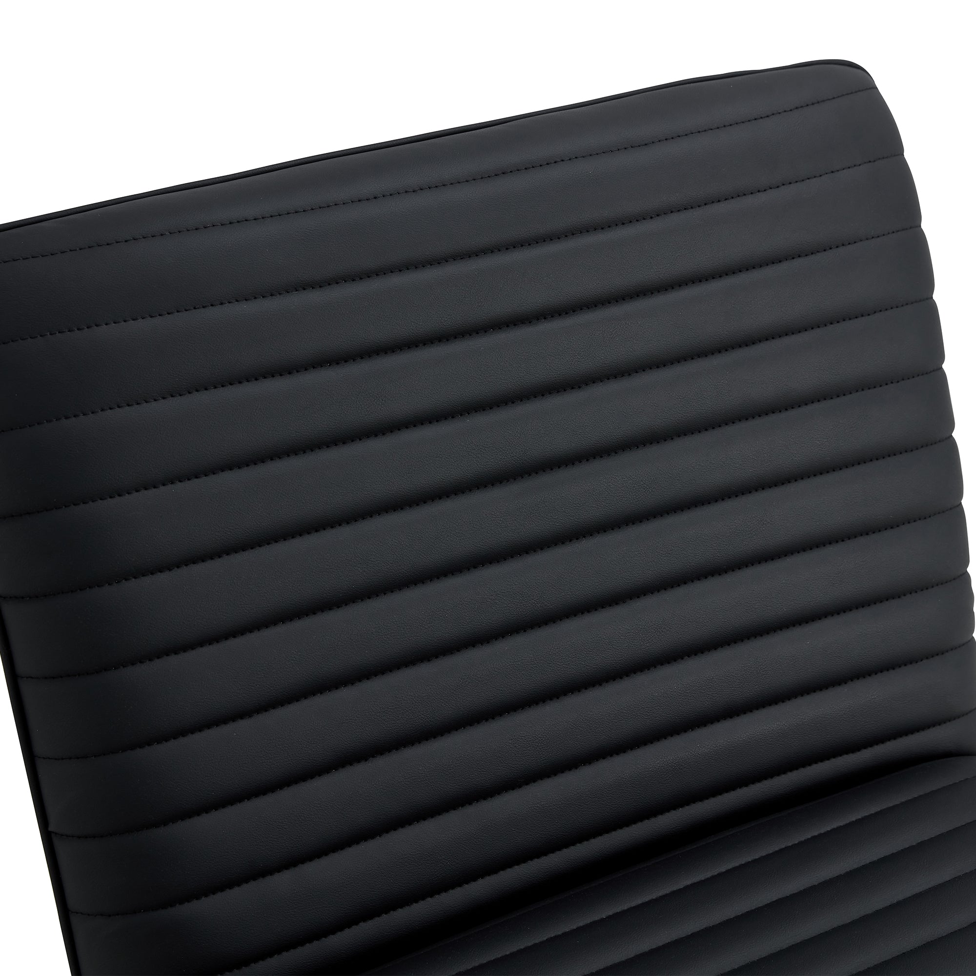 Black minimalist armless sofa chair with PU backrest paired with black metal legs