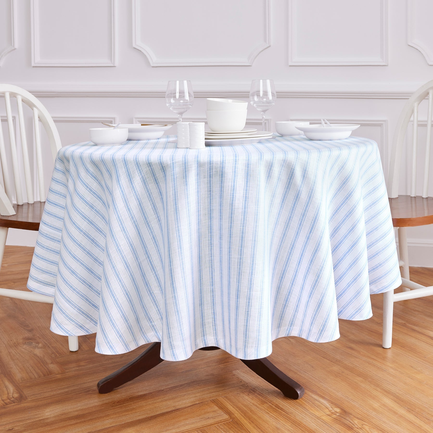 Capri Ticking Stripe Round Tablecloth