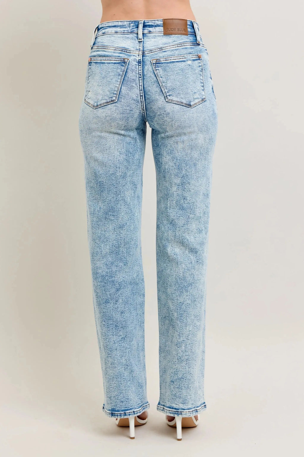 Full Size High Waist Mineral Wash Destroy 90's Straight Leg Judy Blue Jeans