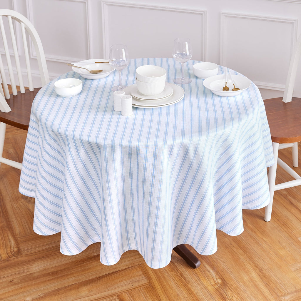 Capri Ticking Stripe Round Tablecloth