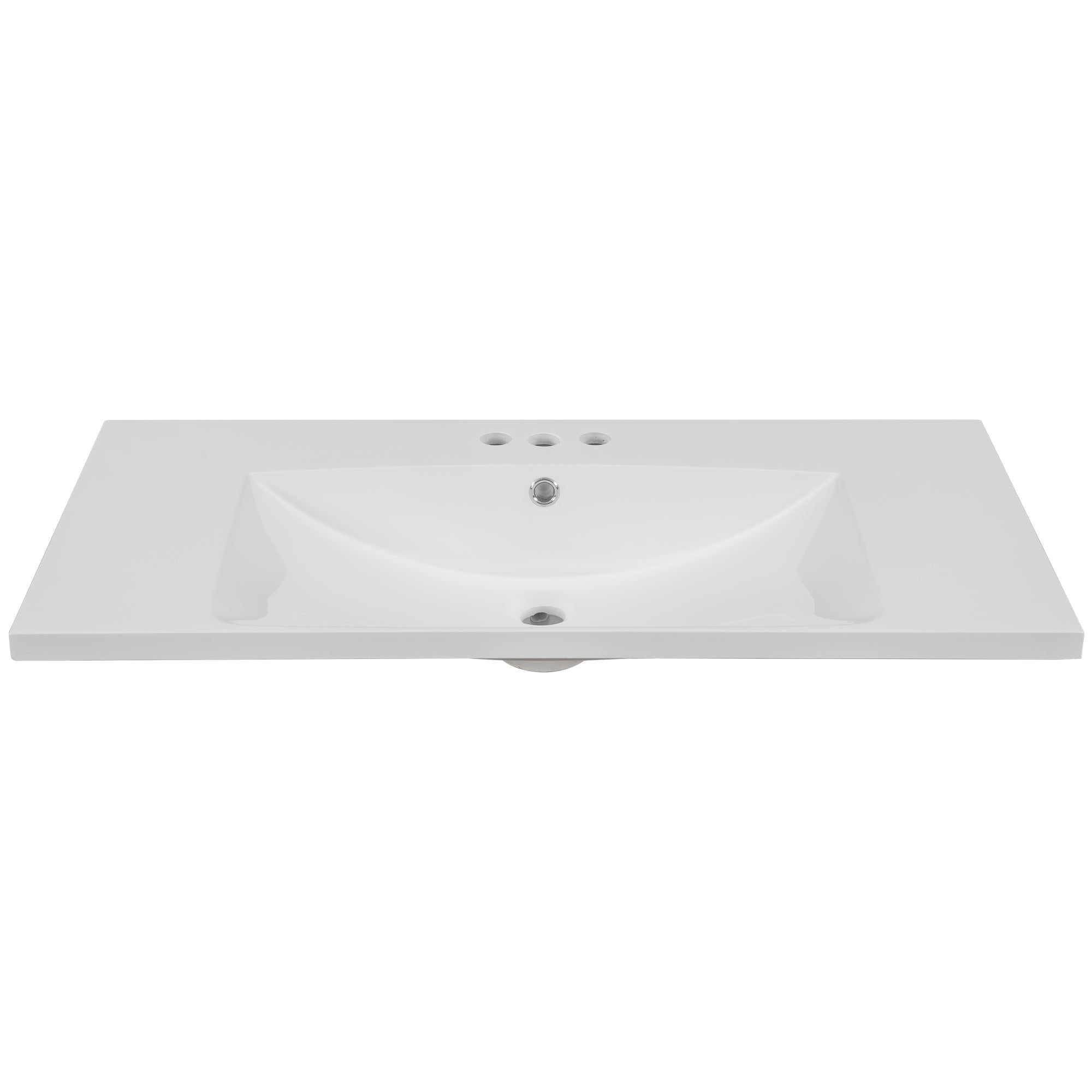 36" Single Bathroom Vanity Top with White Basin, 3-Faucet Holes, Ceramic, White