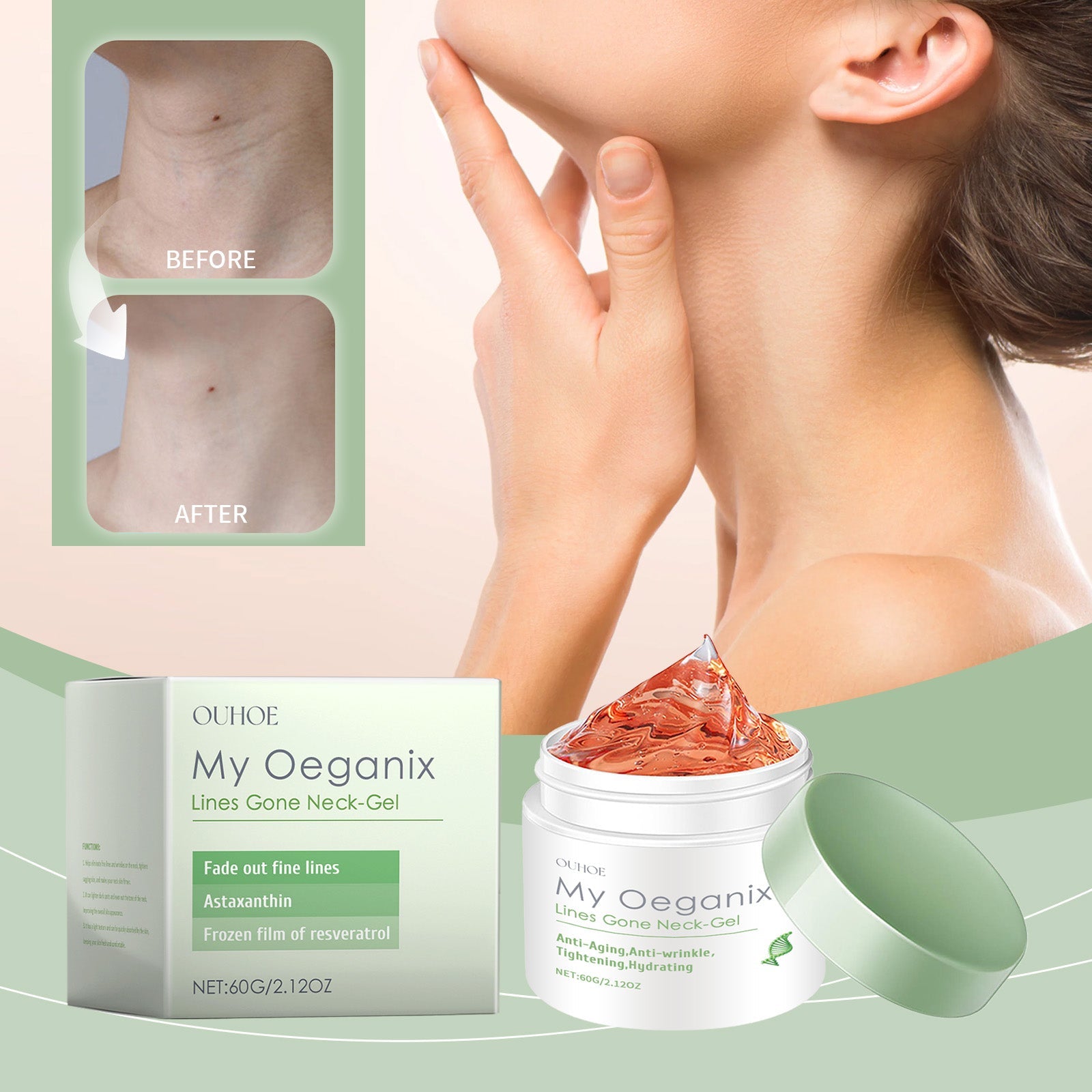 Lines Gone Neck Gel, Neck Moisturizer Improves Neck Lines And Moisturizes Skin Hydrating Gel