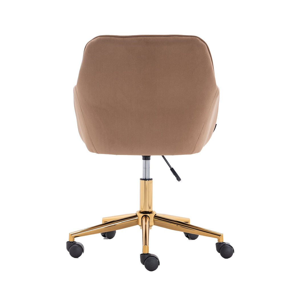 Modern Velvet Fabric Material Adjustable Height 360 revolving Home Office Chair Light Coffee Brown