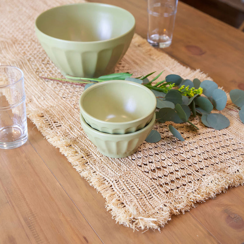 Lazio Crochet Raffia Table Runner, Woven Tabletop