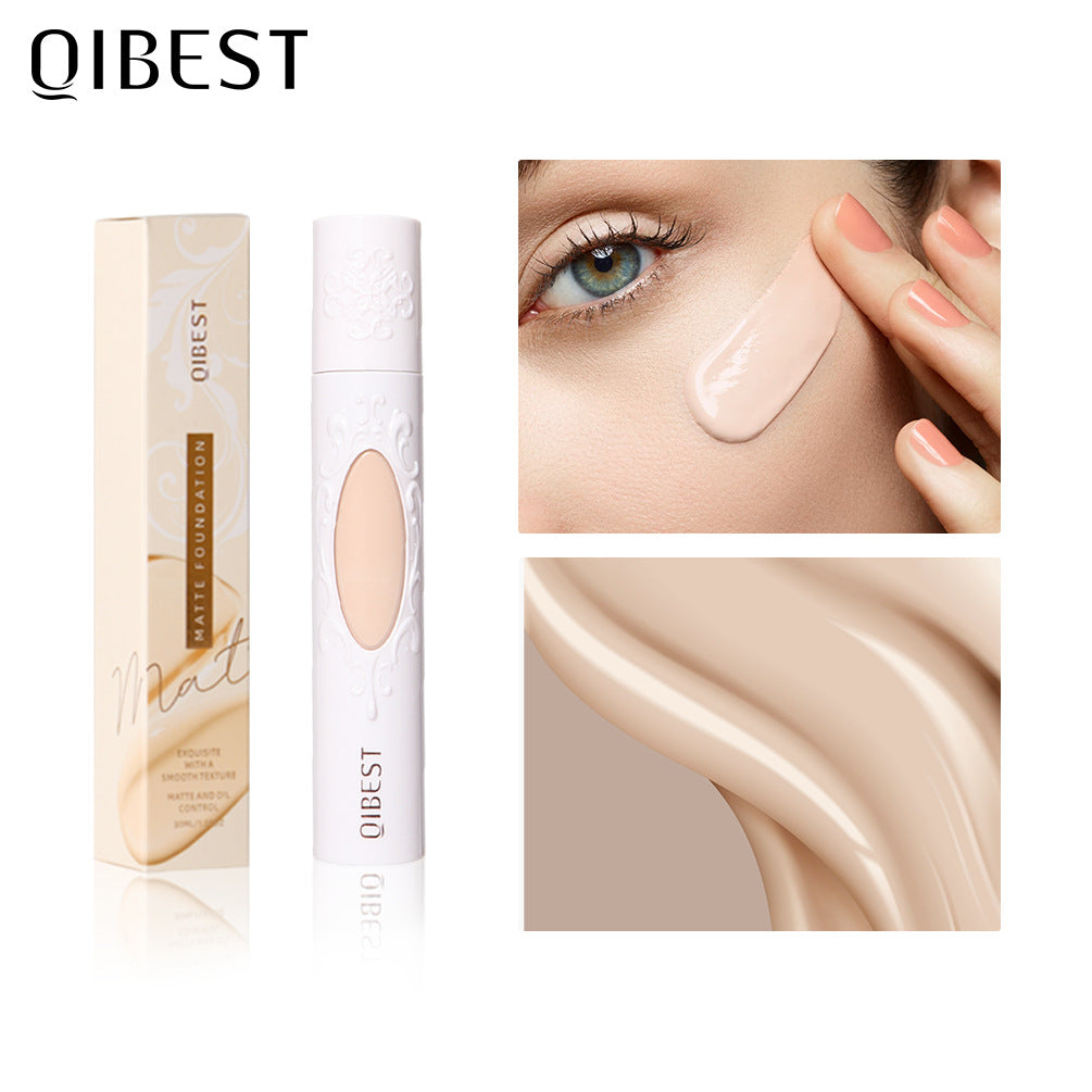 QIBEST Liquid Foundation Long-lasting Concealer Moisturizing Brightening Matte Natural Liquid Foundation Nude Makeup Conditioner