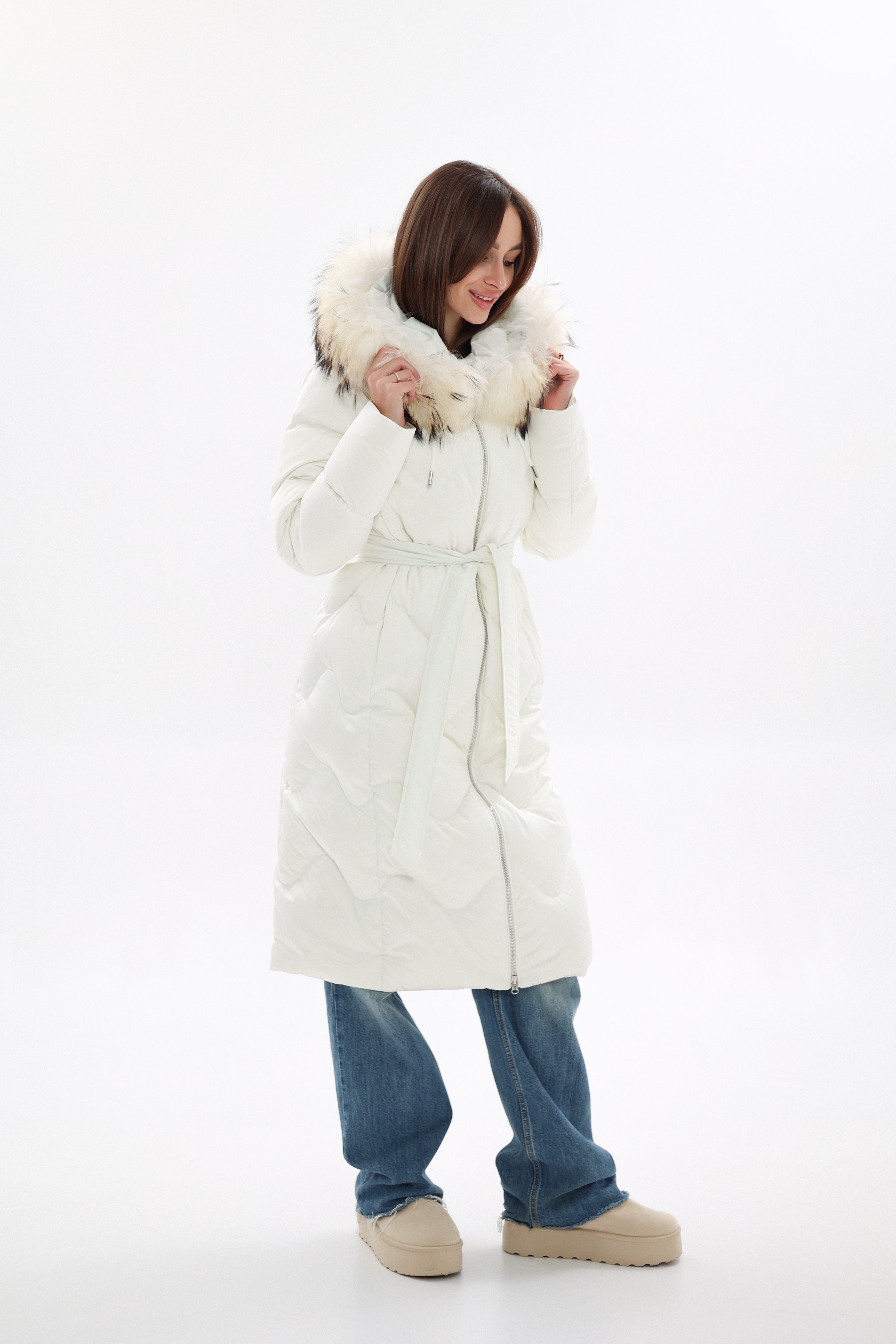 Genuine Fur Trim Down Fill Coat