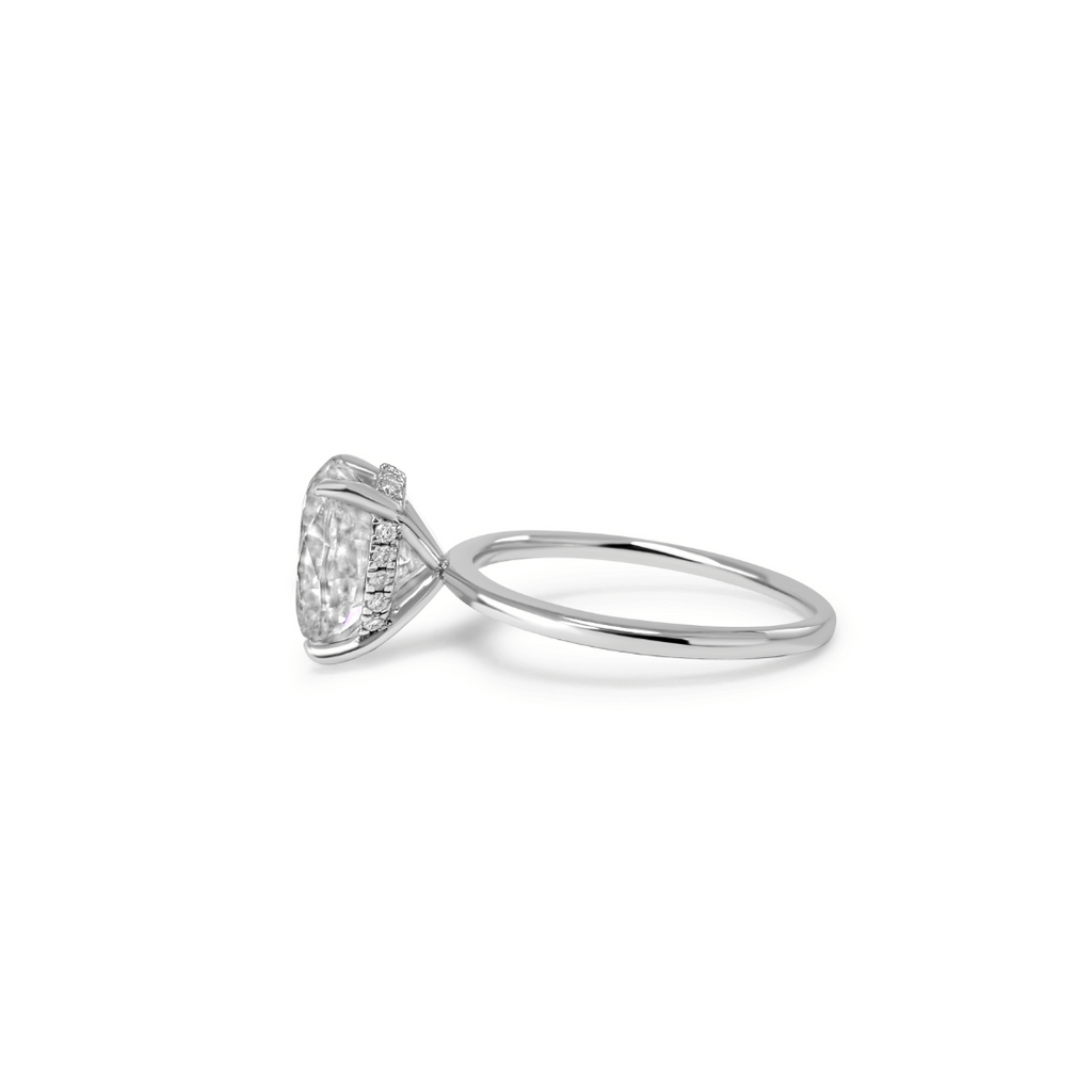 3.0ct Oval Cut Moissanite Hidden Halo Engagement Ring