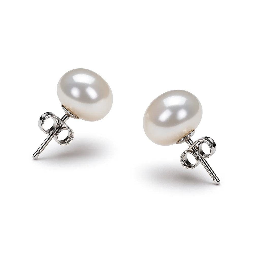 White Freshwater Pearl Stud Earrings 6-7mm