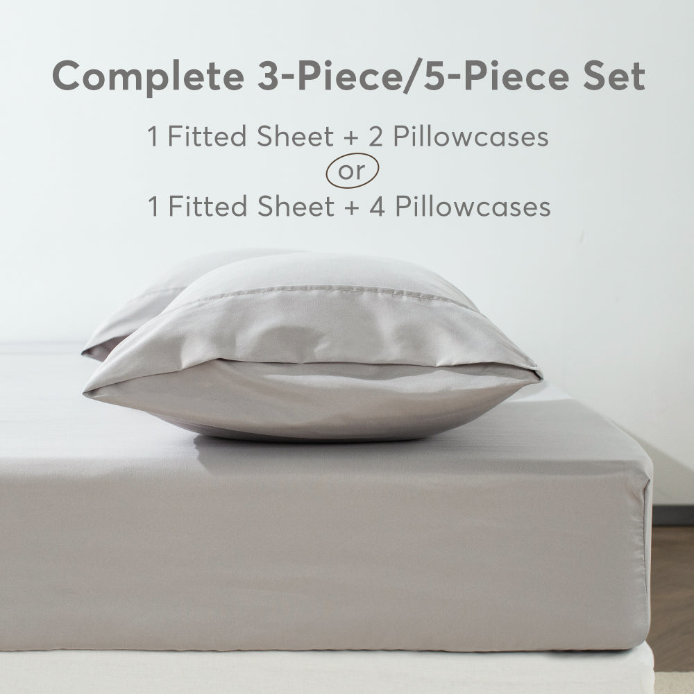 Kasentex All Season Deep Pocket Fitted Sheet Set with Pillowcases, Room Decor, Graduation Gifts