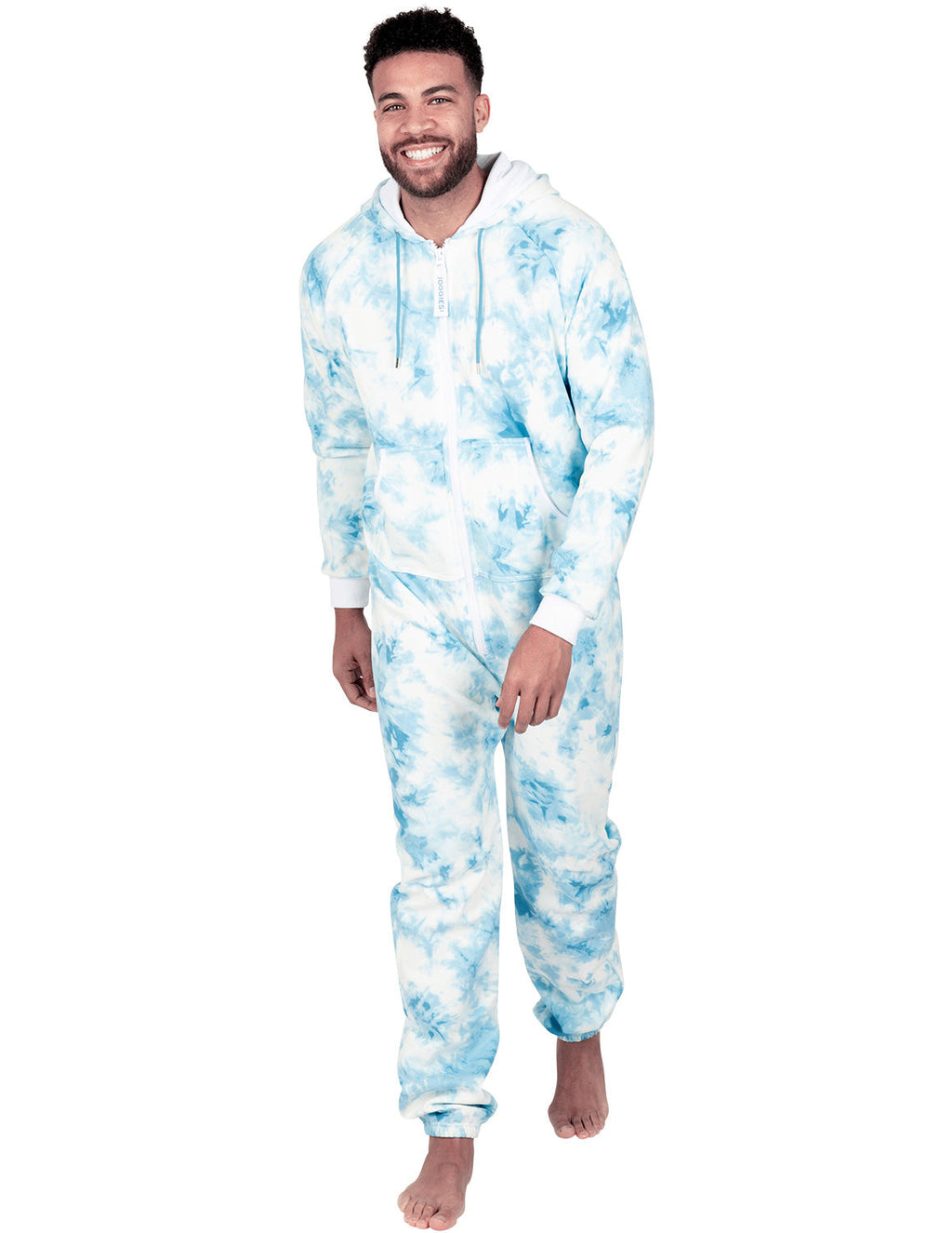 Tie Dye Blue Adult Footless Hoodie Onesie